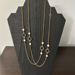 Chic Gold and Pink Beaded vintage Necklace